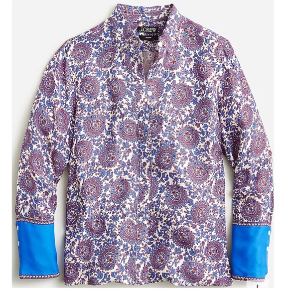 ✖️SOLD✖️•J.CREW• Classic-Fit Drapey Cupro-Blend Shirt in Floral Crown - Picture 15 of 16